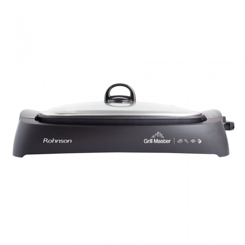 Gratar electric cu capac, Rohnson R2525 Grill Master, 2200W, 30 x 40 cm, termostat detasabil, placa detasabila antiaderenta, tava de picurare, protectie la supraincalzire, termostat detasabil, negru Gratar electric cu capac, Rohnson R2525 Grill Master, 2200W, 30 x 40 cm, termostat detasabil, placa detasabila antiaderenta, tava de picurare, protectie la supraincalzire, termostat detasabil, negru