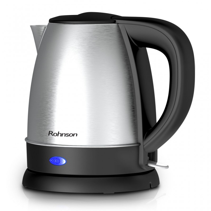 Fierbator electric Rohnson R7621,1800W, 1,2 L, baza rotunda pivotanta 360°, oprire automata, protectie supraincalzire, inox