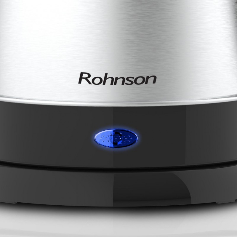 Fierbator electric Rohnson R7621,1800W, 1,2 L, baza rotunda pivotanta 360°, oprire automata, protectie supraincalzire, inox