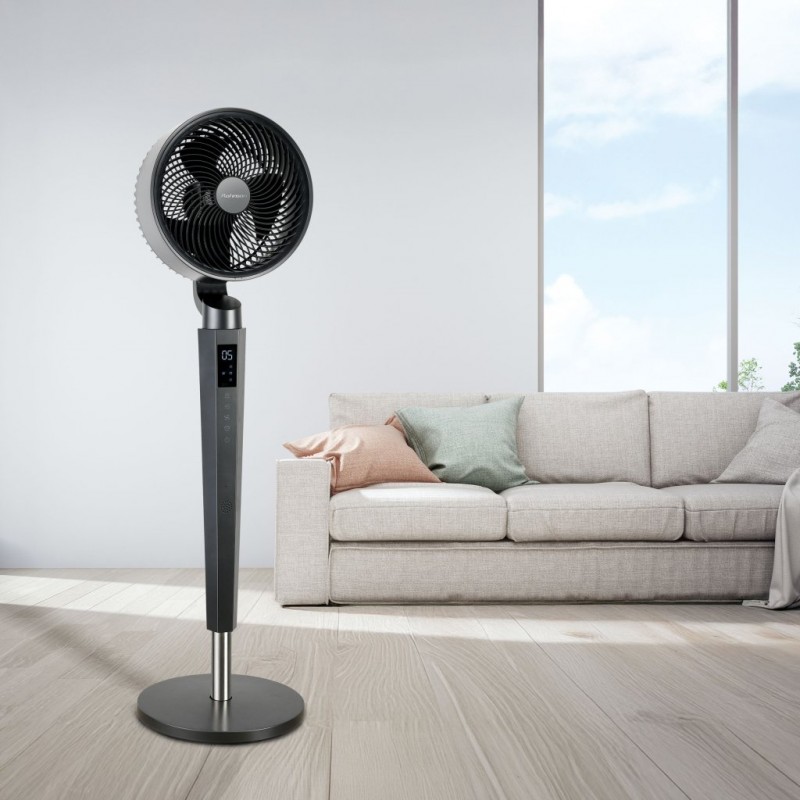 Ventilator cu picior, Rohnson R8550, telecomanda, 40W, 23cm, 24 trepte de viteza, inaltime reglabila , oscilare la 90°, Timer pana la 12h, Negru