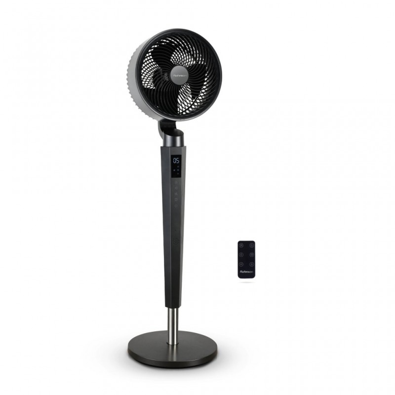 Ventilator cu picior, Rohnson R8550, telecomanda, 40W, 23cm, 24 trepte de viteza, inaltime reglabila , oscilare la 90°, Timer pana la 12h, Negru
