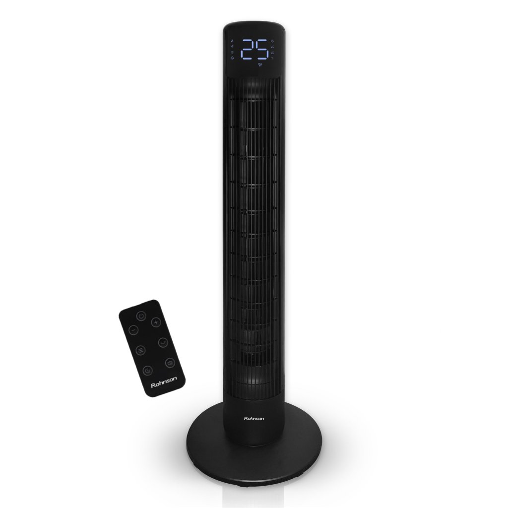 Ventilator turn Rohnson R-8110, 30W, telecomanda, 5 module de operare, 8 trepte viteza, timer 1-24h,negru