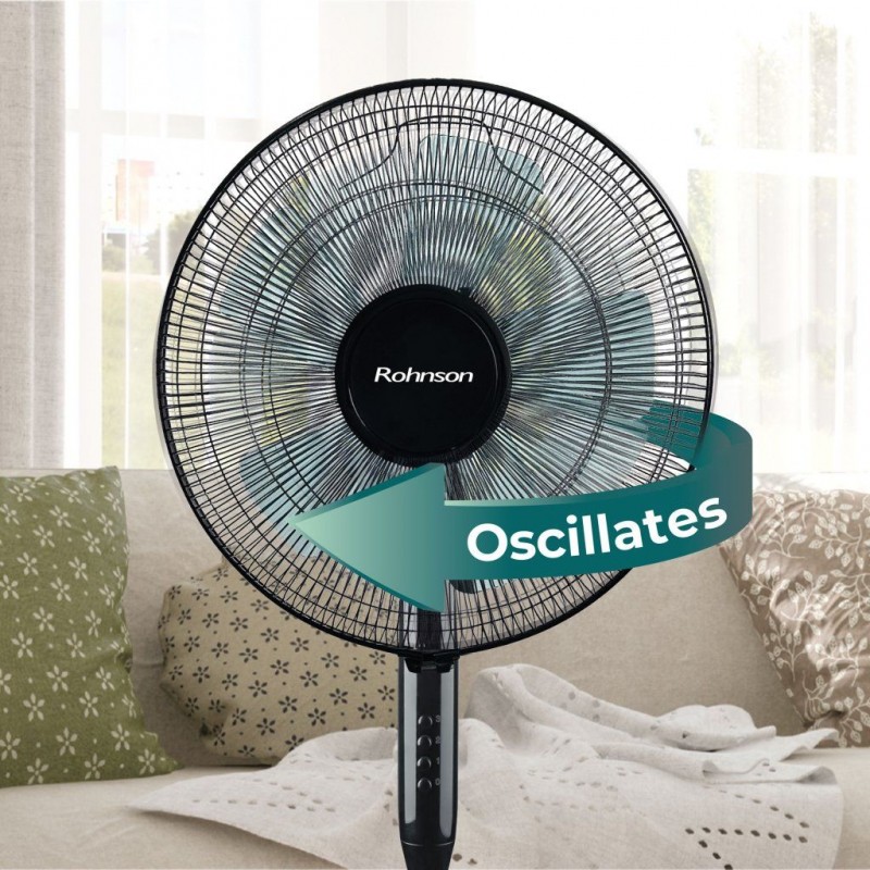 Ventilator cu picior Rohnson R8115, putere 45W, 40cm diametru, 3 lame, 3 setari viteza, oscilare 80 ͦ, inaltime reglabila, baza stabila