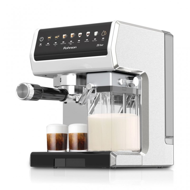 Espressor automat Rohnson R98080, 1350W, pompa italiana ULKA 20 bar,panou tactil LED,sistem ERP, sistem automat spumare lapte, sistem control temperatura ,75dB Espressor automat Rohnson R98080, 1350W, pompa italiana ULKA 20 bar,panou tactil LED,sistem ERP, sistem automat spumare lapte, sistem control temperatura ,75dB