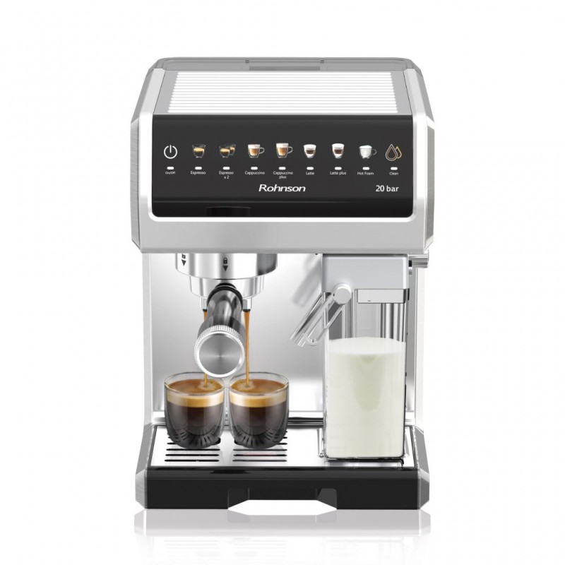 Espressor automat Rohnson R98080, 1350W, pompa italiana ULKA 20 bar,panou tactil LED,sistem ERP, sistem automat spumare lapte, sistem control temperatura ,75dB Espressor automat Rohnson R98080, 1350W, pompa italiana ULKA 20 bar,panou tactil LED,sistem ERP, sistem automat spumare lapte, sistem control temperatura ,75dB
