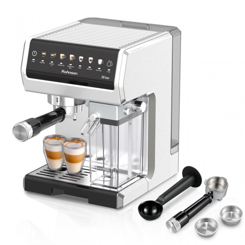 Espressor automat Rohnson R98080, 1350W, pompa italiana ULKA 20 bar,panou tactil LED,sistem ERP, sistem automat spumare lapte, sistem control temperatura ,75dB Espressor automat Rohnson R98080, 1350W, pompa italiana ULKA 20 bar,panou tactil LED,sistem ERP, sistem automat spumare lapte, sistem control temperatura ,75dB