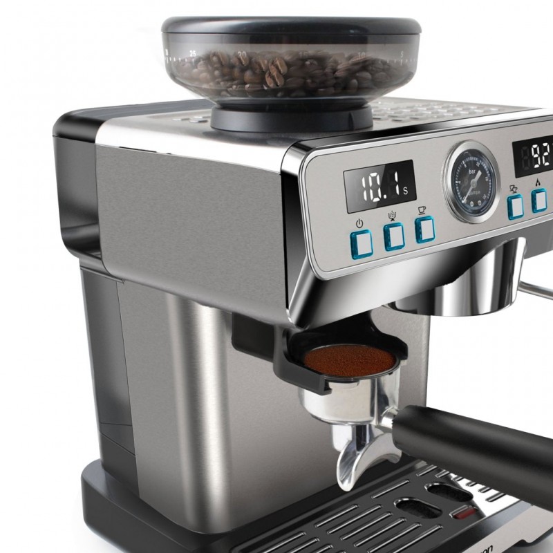 Espressor  cu râșniță 2 în 1 Rohnson R98150,1350W, cafea boabe, putere macinare 120W,2L, 20bar,tactil ,77dB, sistem control temperatura NTC, 20 nivele macinare Espressor  cu râșniță 2 în 1 Rohnson R98150,1350W, cafea boabe, putere macinare 120W,2L, 20bar,tactil ,77dB, sistem control temperatura NTC, 20 nivele macinare