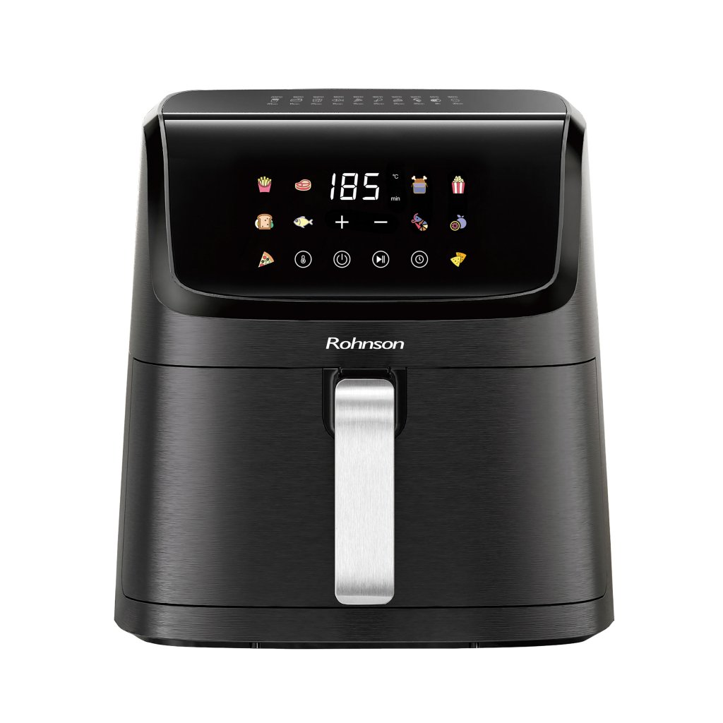 Friteuza cu aer cald Rohnson R2869, 1800W, volum recipient 7L, 10 programe automate de gătit, display digital LED, temporizator, setare 80-200 ° C, 