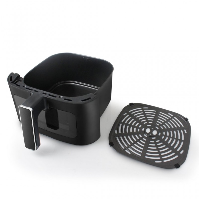 Friteuza cu aer cald Rohnson R2883, 6L, 1500W, timer 1h, 80-200 °C, Panou tactil digital LED, 8 programe, sistem 3D la 360°, fereastra dubla, iluminare interioara,