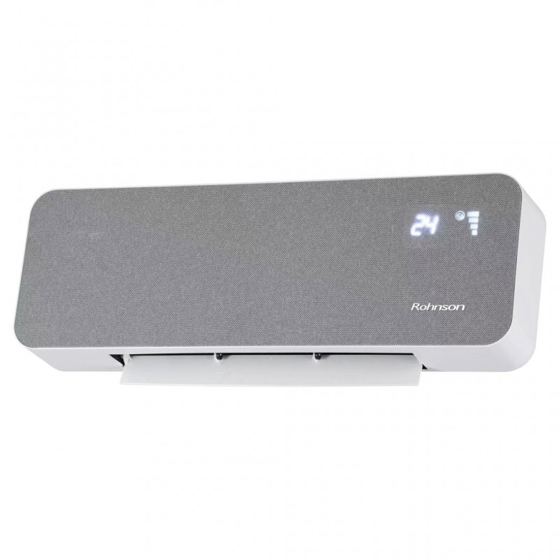 Aeroterma de perete PTC, Rohnson R6068, 2000W, 2 Trepte de Incalzire, 22 m², LED Touch Panel, Temporizator,  telecomanda, protectie importiva supraincalzirii, accesorii de montaj incluse, Gri