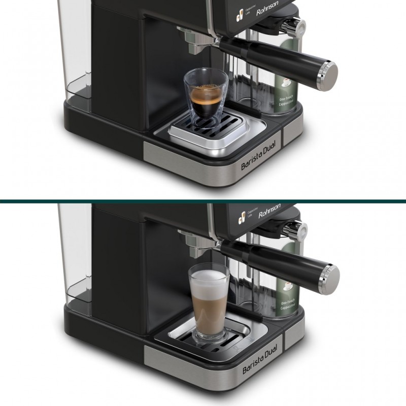 Espressor automat Rohnson R98082, espresso și cappuccino Hot & Cold Barista Dual,1350W,20 bar,tactil,sistem ERP, sistem automat spumare lapte Espressor automat Rohnson R98082, espresso și cappuccino Hot & Cold Barista Dual,1350W,20 bar,tactil,sistem ERP, sistem automat spumare lapte