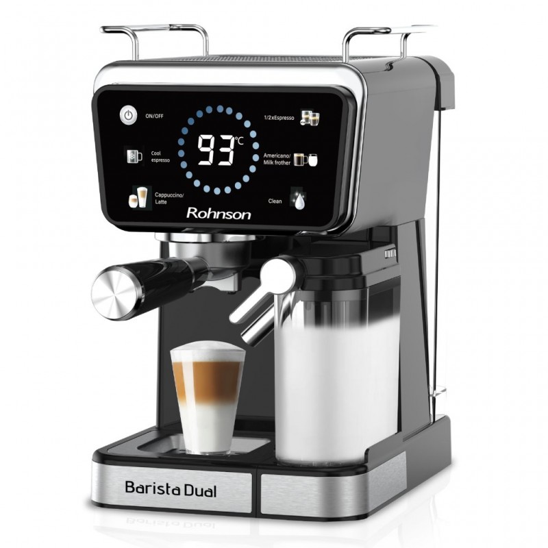 Espressor automat Rohnson R98082, espresso și cappuccino Hot & Cold Barista Dual,1350W,20 bar,tactil,sistem ERP, sistem automat spumare lapte Espressor automat Rohnson R98082, espresso și cappuccino Hot & Cold Barista Dual,1350W,20 bar,tactil,sistem ERP, sistem automat spumare lapte