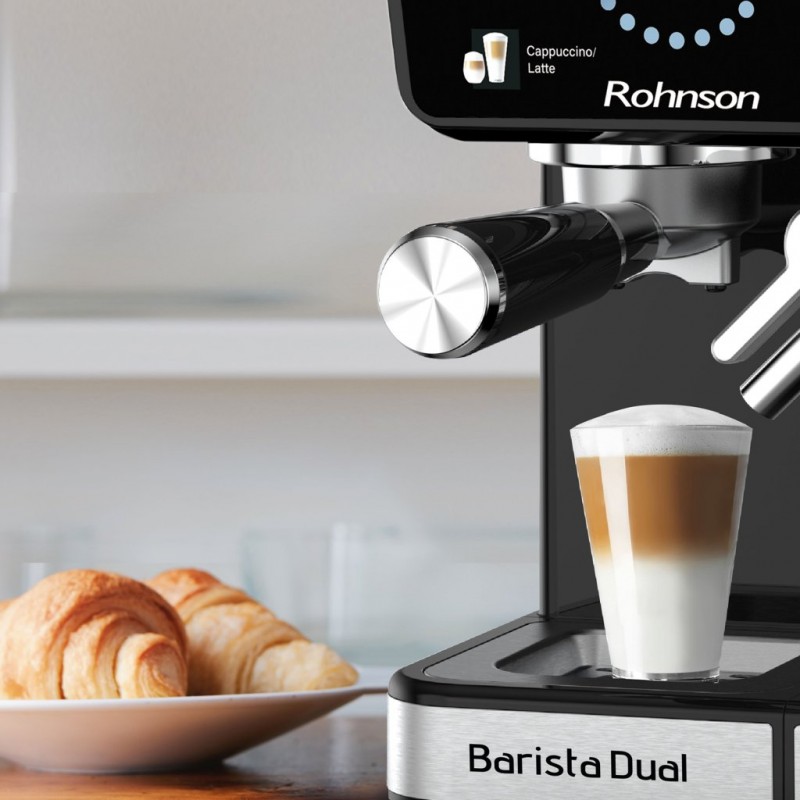 Espressor automat Rohnson R98082, espresso și cappuccino Hot & Cold Barista Dual,1350W,20 bar,tactil,sistem ERP, sistem automat spumare lapte Espressor automat Rohnson R98082, espresso și cappuccino Hot & Cold Barista Dual,1350W,20 bar,tactil,sistem ERP, sistem automat spumare lapte