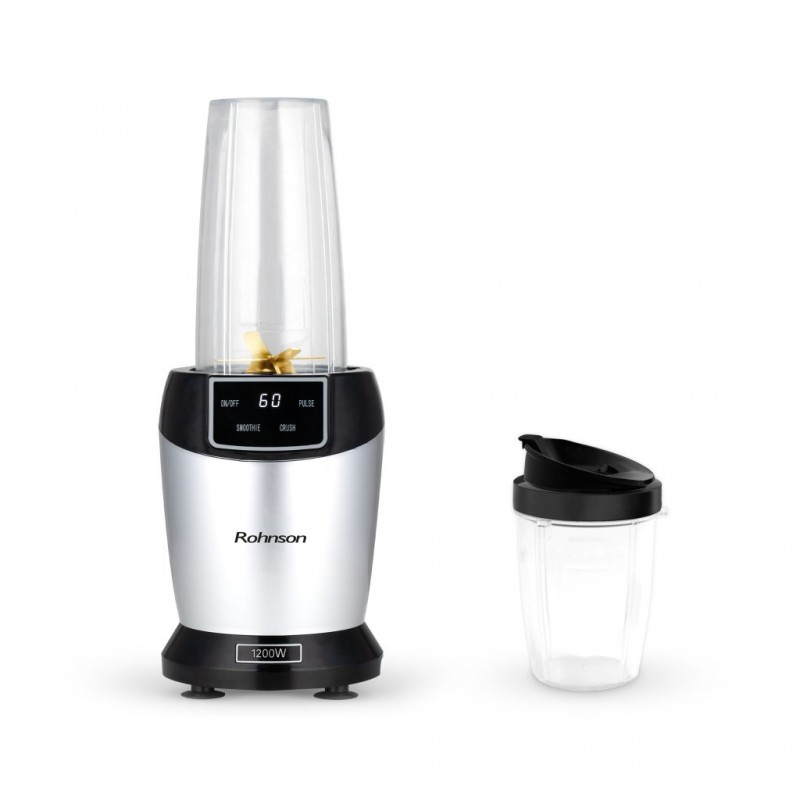 Blender Smoothie, Rohnson R599 Nutrimax, 1200W, 1 x recipient 700 ml, 1 x recipient 500 ml, capac, 6 lame titan, picioare antiderapante Blender Smoothie, Rohnson R599 Nutrimax, 1200W, 1 x recipient 700 ml, 1 x recipient 500 ml, capac, 6 lame titan, picioare antiderapante