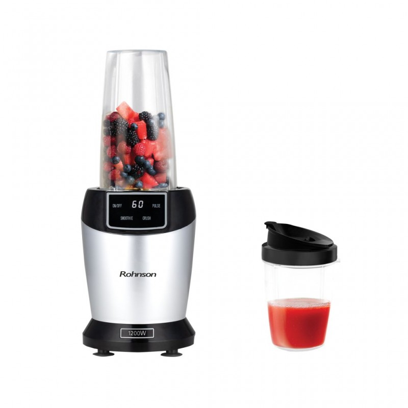 Blender Smoothie, Rohnson R599 Nutrimax, 1200W, 1 x recipient 700 ml, 1 x recipient 500 ml, capac, 6 lame titan, picioare antiderapante Blender Smoothie, Rohnson R599 Nutrimax, 1200W, 1 x recipient 700 ml, 1 x recipient 500 ml, capac, 6 lame titan, picioare antiderapante