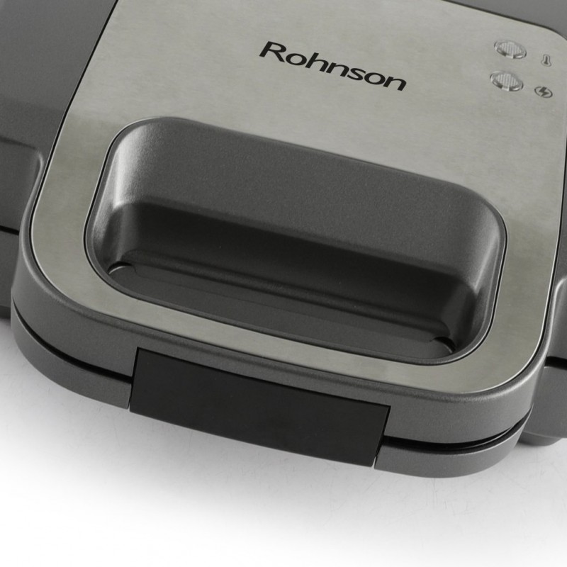 Sandwich maker Rohnson R2348, 1000W, termostat,placi detasabile si antiaderente 26,8 x 14,5 cm, picioare antialunecare, protectie la supraincalzire