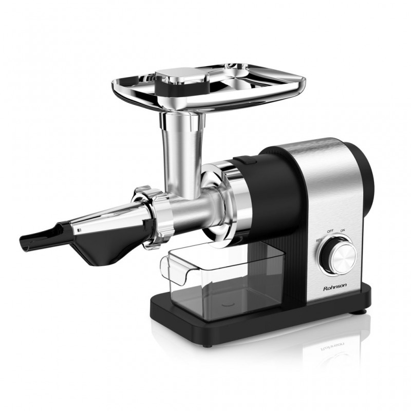 Masina de tocat electrica 2 in 1, Rohnson R5425, motor integral cupru, 2000W, accesorii de rosii, carnati, cutit inox, 3 site,2kg/min, 75 dB