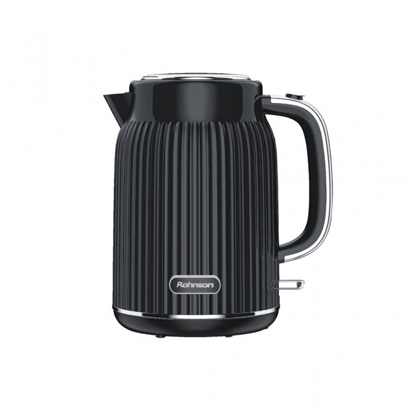 Fierbator electric Rohnson R7711, 1850-2200W, 1.7 l, baza rotativa, filtru anticalcar, protectie anti-fierbere uscata, protectie supraincalzire, oprire automata, conector Strix, culoare neagra