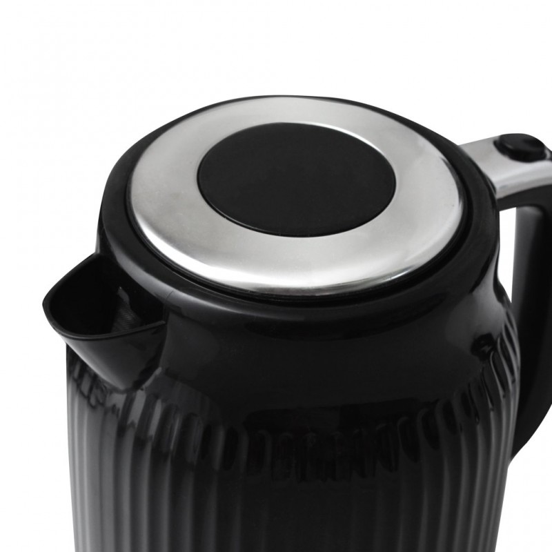 Fierbator electric Rohnson R7711, 1850-2200W, 1.7 l, baza rotativa, filtru anticalcar, protectie anti-fierbere uscata, protectie supraincalzire, oprire automata, conector Strix, culoare neagra