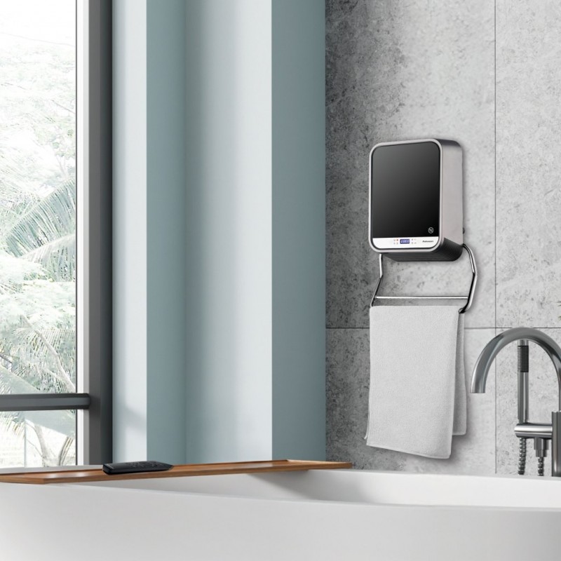 Aeroterma de perete PTC, Rohnson R6070, 2000W, 2 Trepte de Incalzire, 26 m², LED Touch Panel, Temporizator, Termostat, telecomanda, protectie importiva supraincalzirii, suport prosop