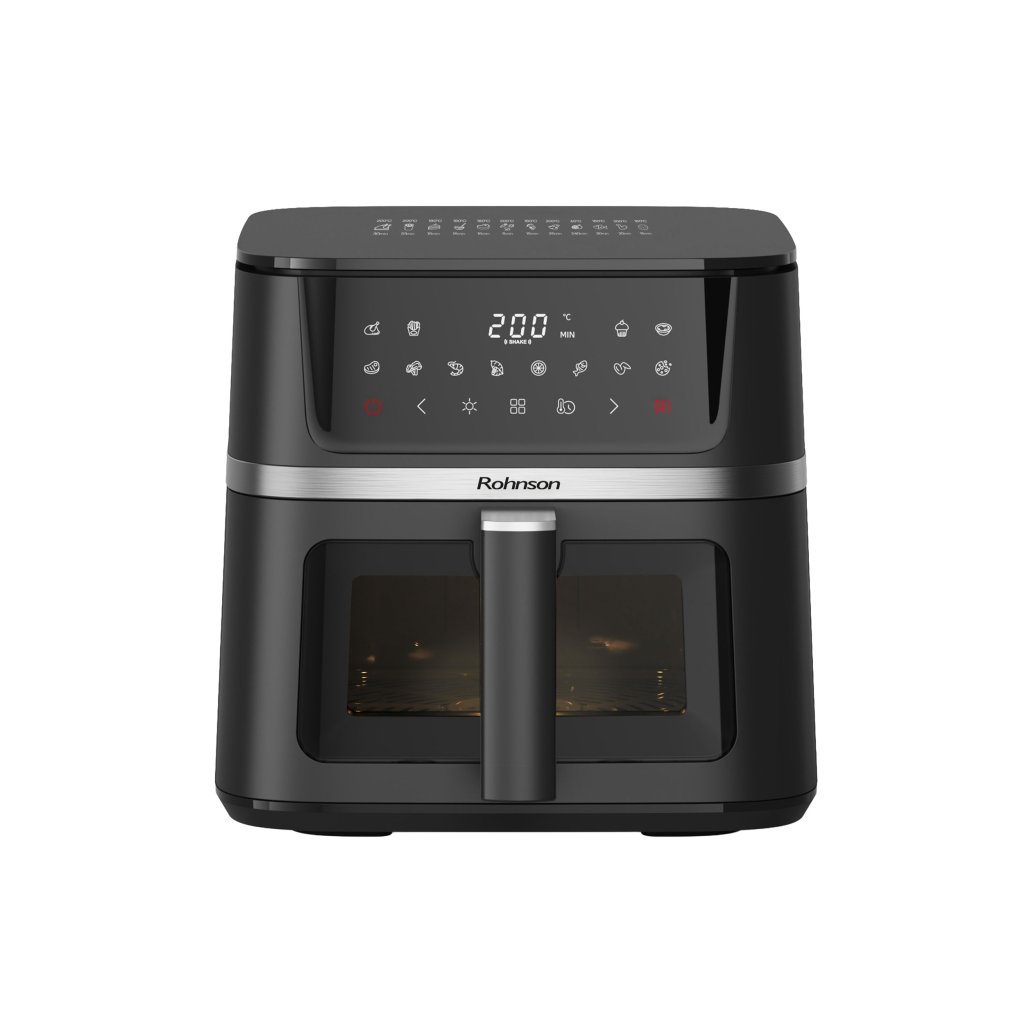 Friteuza cu aer cald Rohnson R28020, 2150W, 10 L, Panou tactil digital LED, 12 programe automate, timer 60 min, 80-200 ° C, maner termoizolat,