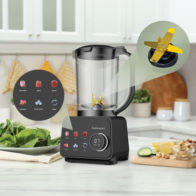 Blender de masa 2 in 1 Rohnson R5345 ,1800W,6 lame acoperite cu titan ,cana mare 1.75L fara BPA, recipient 600ml cu 4 lame, pulse, 10 viteze , panou digital, 6 functii prestabilite Blender de masa 2 in 1 Rohnson R5345 ,1800W,6 lame acoperite cu titan ,cana mare 1.75L fara BPA, recipient 600ml cu 4 lame, pulse, 10 viteze , panou digital, 6 functii prestabilite