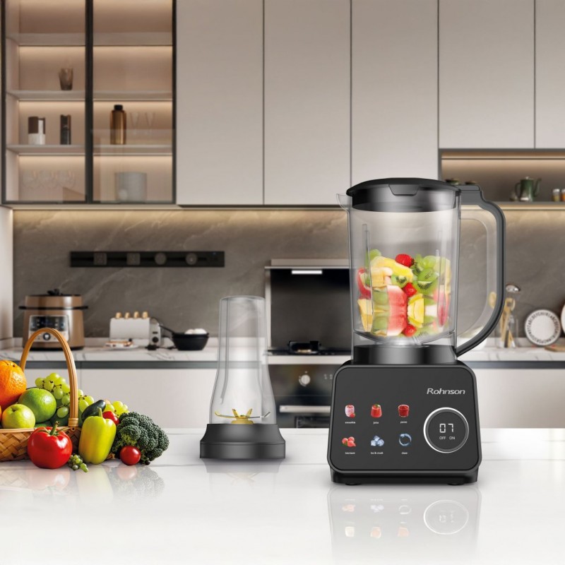 Blender de masa 2 in 1 Rohnson R5345 ,1800W,6 lame acoperite cu titan ,cana mare 1.75L fara BPA, recipient 600ml cu 4 lame, pulse, 10 viteze , panou digital, 6 functii prestabilite Blender de masa 2 in 1 Rohnson R5345 ,1800W,6 lame acoperite cu titan ,cana mare 1.75L fara BPA, recipient 600ml cu 4 lame, pulse, 10 viteze , panou digital, 6 functii prestabilite