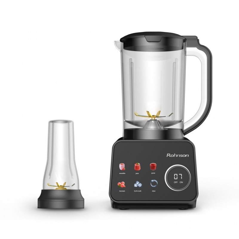Blender de masa 2 in 1 Rohnson R5345 ,1800W,6 lame acoperite cu titan ,cana mare 1.75L fara BPA, recipient 600ml cu 4 lame, pulse, 10 viteze , panou digital, 6 functii prestabilite Blender de masa 2 in 1 Rohnson R5345 ,1800W,6 lame acoperite cu titan ,cana mare 1.75L fara BPA, recipient 600ml cu 4 lame, pulse, 10 viteze , panou digital, 6 functii prestabilite