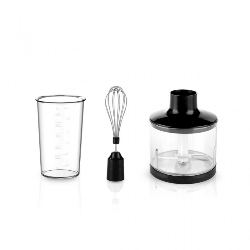 Mixer vertical cu accesorii, Rohnson R5788, 1000W, lame duble Titan, 2 viteze, 75dB, chopper 0.6L cu 2 lame inox, bol gradat 0.5L, tel inox