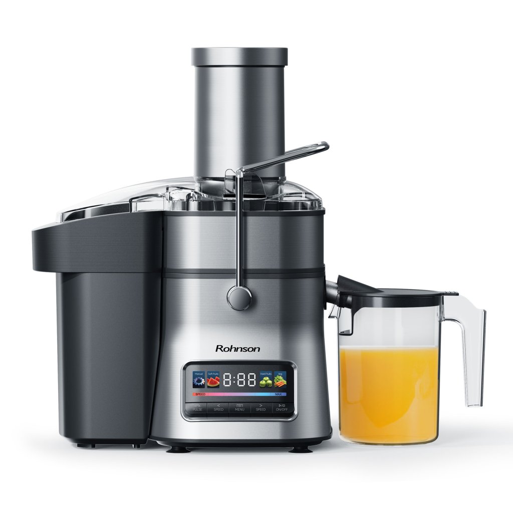 Storcator de fructe si legume , Rohnson R 4010 ,1500W, afisaj digital, Ø 84 mm, 7000-12000 rpm, recipient suc 1 L, 4 functii, 85 dB