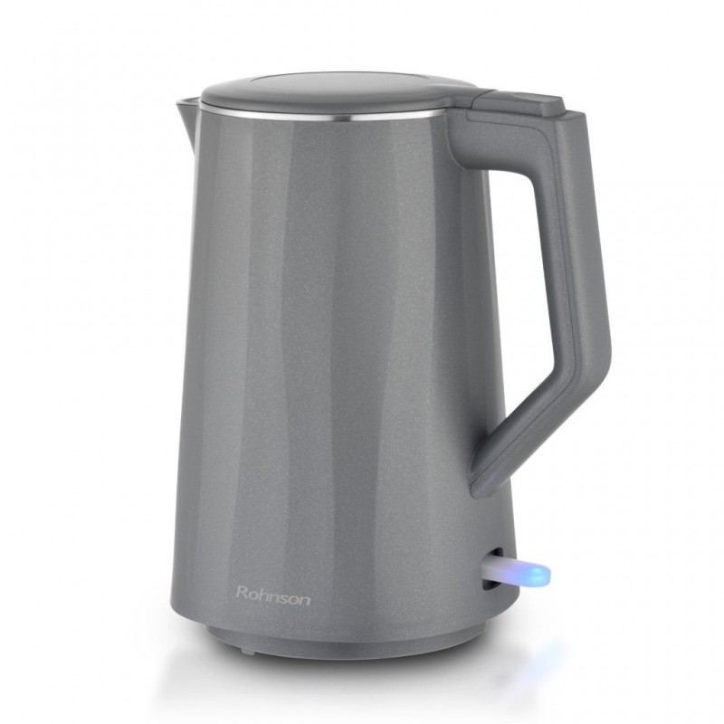 Fierbator electric Rohnson R7536, 1850-2200W, 1.7 l, baza rotativa, filtru anticalcar, protectie anti-fierbere uscata, indicator luminos pornire, oprire automata,gri
