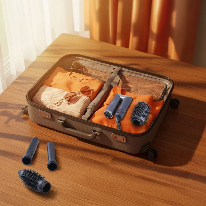 Uscător de păr multifunctional Rohnson R688 AirGlow, 1200-1400W, pliabil,afisaj LED ,6 accesorii invelis ceramic,ionizare ,5 moduri temperatura,3 trepte viteza,zgomot redus