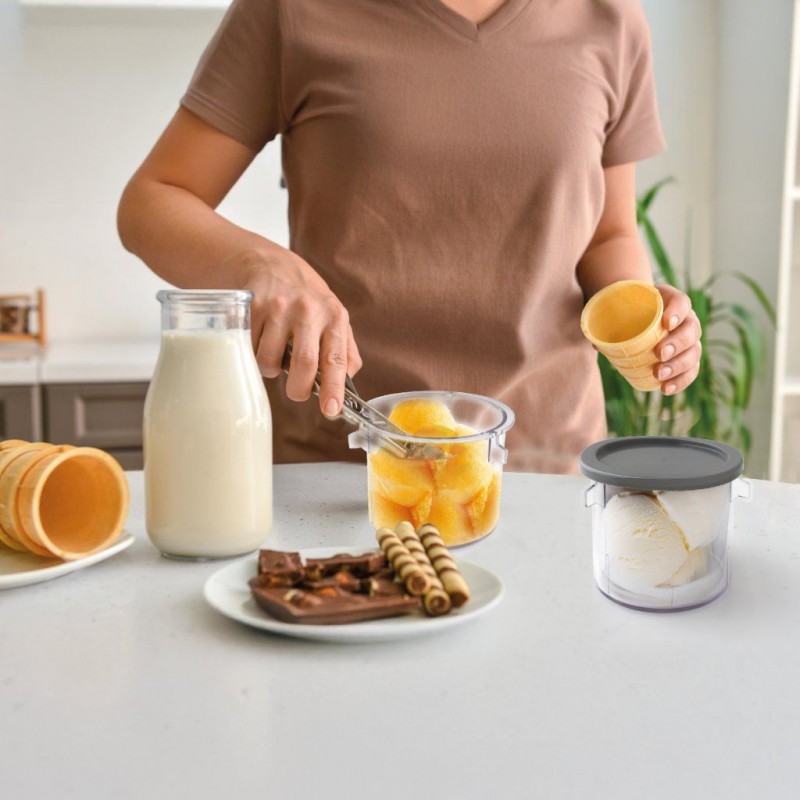 Aparat de înghețată și băuturi cu gheata Rohnson R5655 Velvet Creme,700W, 3x500 ml,9 moduri preparare, panou tactil,3 functii