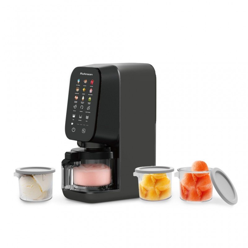 Aparat de înghețată și băuturi cu gheata Rohnson R5655 Velvet Creme,700W, 3x500 ml,9 moduri preparare, panou tactil,3 functii
