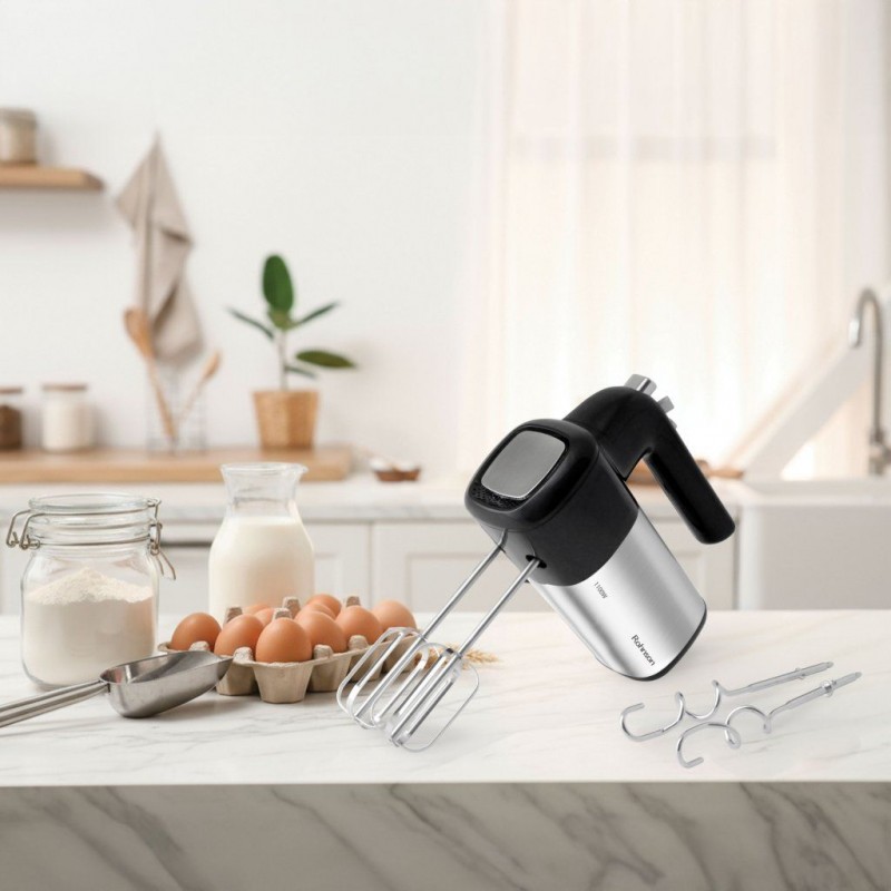 Mixer de mana Rohnson R5524, 1100 W, 5 trepte viteze plus functia Turbo, maner ergonomic