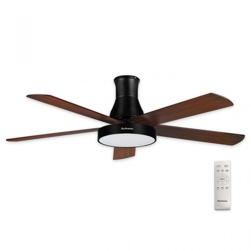 Ventilator de tavan Rohnson R8155, 65W,luminozitate maxima led, 132cm diametru,temporizator, 5 palete , 6 setari viteza, 150 m³/min,telecomanda ,45dB