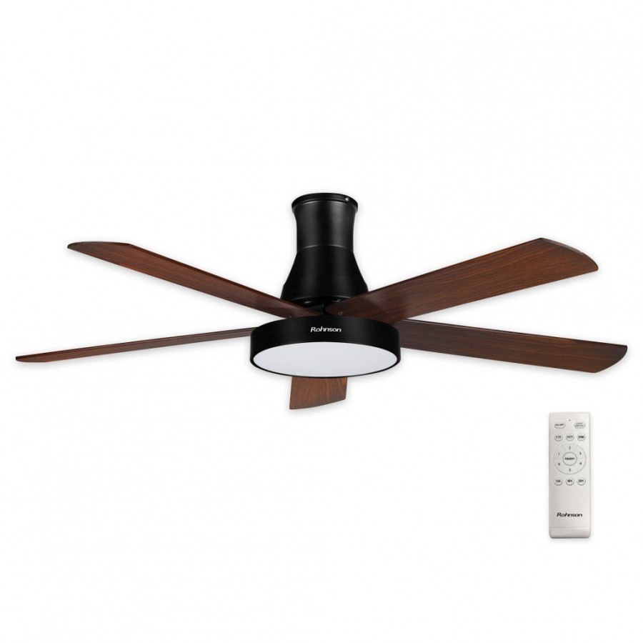 Ventilator de tavan Rohnson R8155, 65W,luminozitate maxima led, 132cm diametru,temporizator, 5 palete , 6 setari viteza, 150 m³/min,telecomanda ,45dB