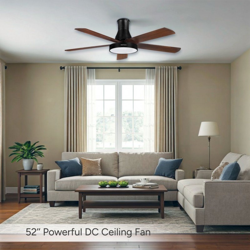 Ventilator de tavan Rohnson R8155, 65W,luminozitate maxima led, 132cm diametru,temporizator, 5 palete , 6 setari viteza, 150 m³/min,telecomanda ,45dB
