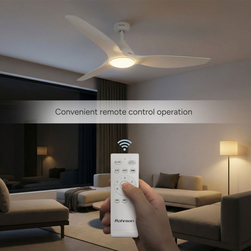 Ventilator de tavan Rohnson R8152, 55W,luminozitate maxima led , 132cm diametru,temporizator, 3 palete ABS, 6 setari viteza, 160 m³/min,telecomanda ,45dB Ventilator de tavan Rohnson R8152, 55W,luminozitate maxima led , 132cm diametru,temporizator, 3 palete ABS, 6 setari viteza, 160 m³/min,telecomanda ,45dB