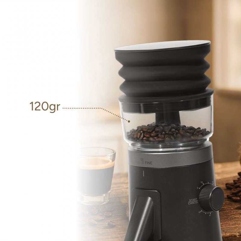 Râșniță electrică de cafea Rohnson R98095,150W,75 de niveluri de macinare,recipient boabe cafea 120g, timp macinare 5-60s,sistem protectie supraincalzire ,85dB