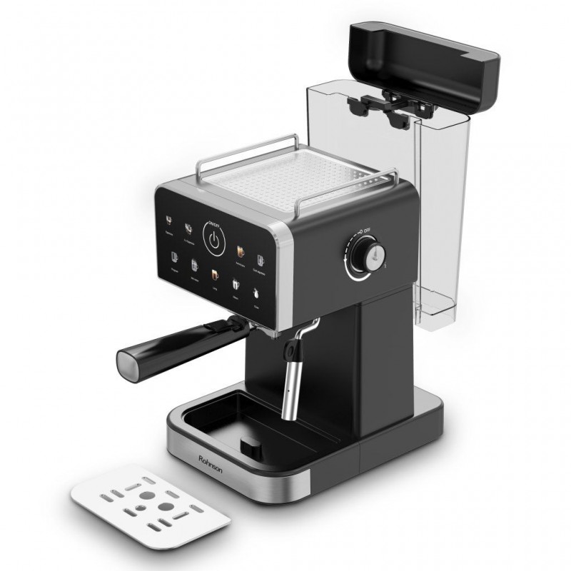 Espressor manual Rohnson R98033B, 20 bari, 1350 W, 1,5 L,display tactil color,protectie la supraincalzire si suprapresiune, ERP, NTC, PID,negru