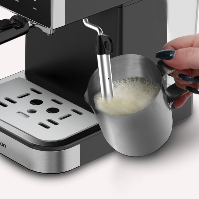 Espressor manual Rohnson R98033B, 20 bari, 1350 W, 1,5 L,display tactil color,protectie la supraincalzire si suprapresiune, ERP, NTC, PID,negru