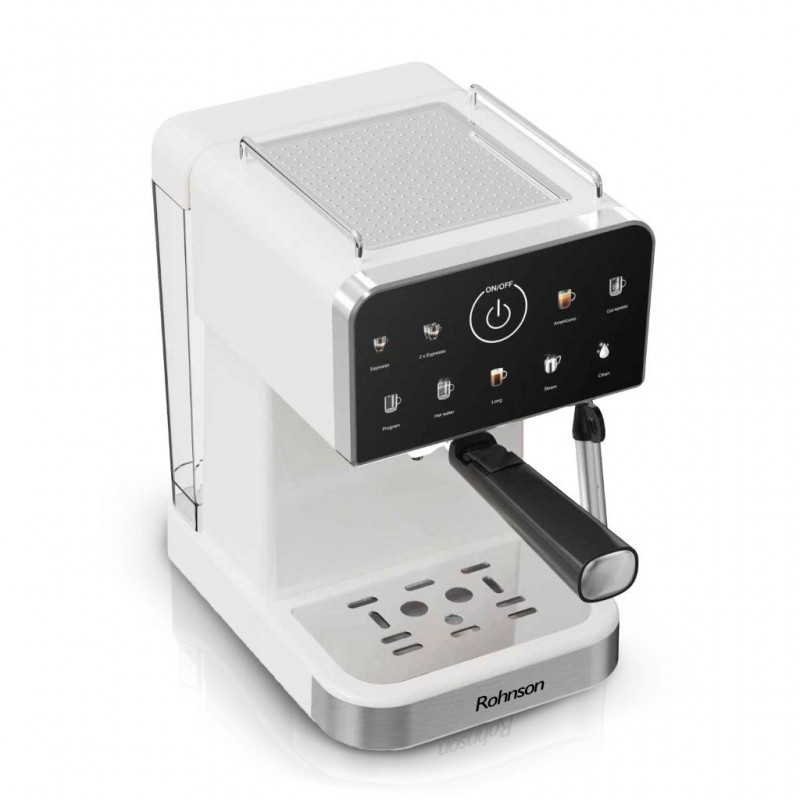 Espressor manual Rohnson R98033C, 20 bari, 1350 W, 1,5 L,display tactil color,protectie la supraincalzire si suprapresiune, ERP, NTC, PID,crem Espressor manual Rohnson R98033C, 20 bari, 1350 W, 1,5 L,display tactil color,protectie la supraincalzire si suprapresiune, ERP, NTC, PID,crem