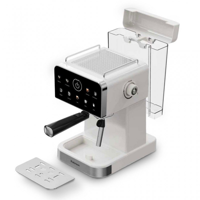 Espressor manual Rohnson R98033C, 20 bari, 1350 W, 1,5 L,display tactil color,protectie la supraincalzire si suprapresiune, ERP, NTC, PID,crem Espressor manual Rohnson R98033C, 20 bari, 1350 W, 1,5 L,display tactil color,protectie la supraincalzire si suprapresiune, ERP, NTC, PID,crem