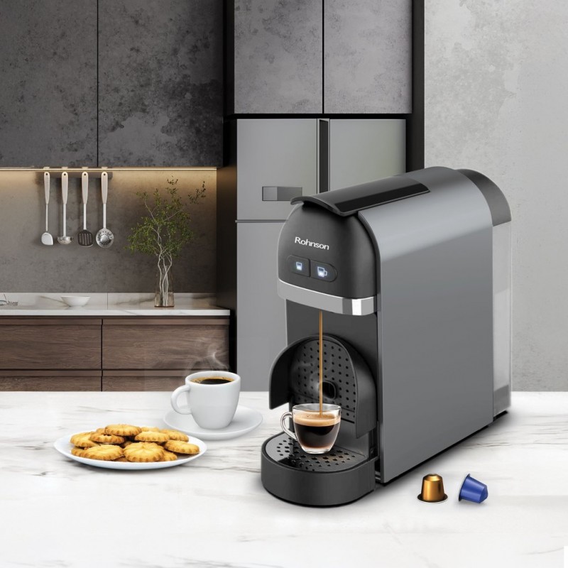 Espressor extra slim manual cu capsule Nespresso®*, Rohnson R98042, 1.140 W, 20 bar, 0.6 L, ERP, control temperatura NTC si PID,oprire automata sau manuala Espressor extra slim manual cu capsule Nespresso®*, Rohnson R98042, 1.140 W, 20 bar, 0.6 L, ERP, control temperatura NTC si PID,oprire automata sau manuala