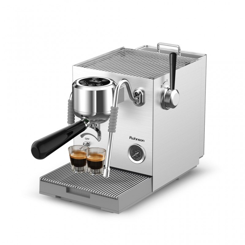 Espressor profesional Rohnson R98350 ARIA, 3000W, 1.8L, pompa italiana ULKA 20 bar,maneta otel 58mm, panou tactil LED,sistem ERP, sistem control temperatura ,metalic