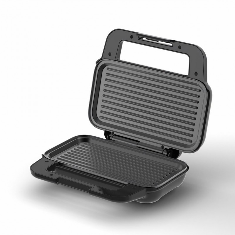 Sandwich maker Rohnson R2758,900W, placi antiaderente fara PFAS 28.5x15.2 cm, picioare antiderapante, maner izolat termic, protectie supraincalzire, argintiu-negru