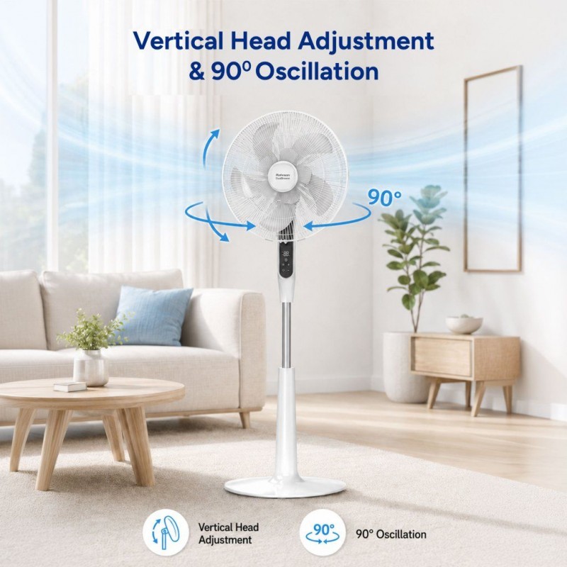 Ventilator cu picior Rohnson R8610 Dual Breeze, putere 56W, 40cm diametru, afisaj LED, 6 setari viteza,temporizator,telecomanda ,baza stabila,28dB Ventilator cu picior Rohnson R8610 Dual Breeze, putere 56W, 40cm diametru, afisaj LED, 6 setari viteza,temporizator,telecomanda ,baza stabila,28dB
