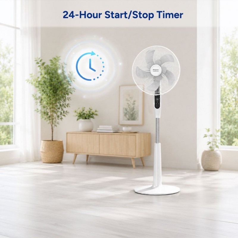 Ventilator cu picior Rohnson R8610 Dual Breeze, putere 56W, 40cm diametru, afisaj LED, 6 setari viteza,temporizator,telecomanda ,baza stabila,28dB Ventilator cu picior Rohnson R8610 Dual Breeze, putere 56W, 40cm diametru, afisaj LED, 6 setari viteza,temporizator,telecomanda ,baza stabila,28dB