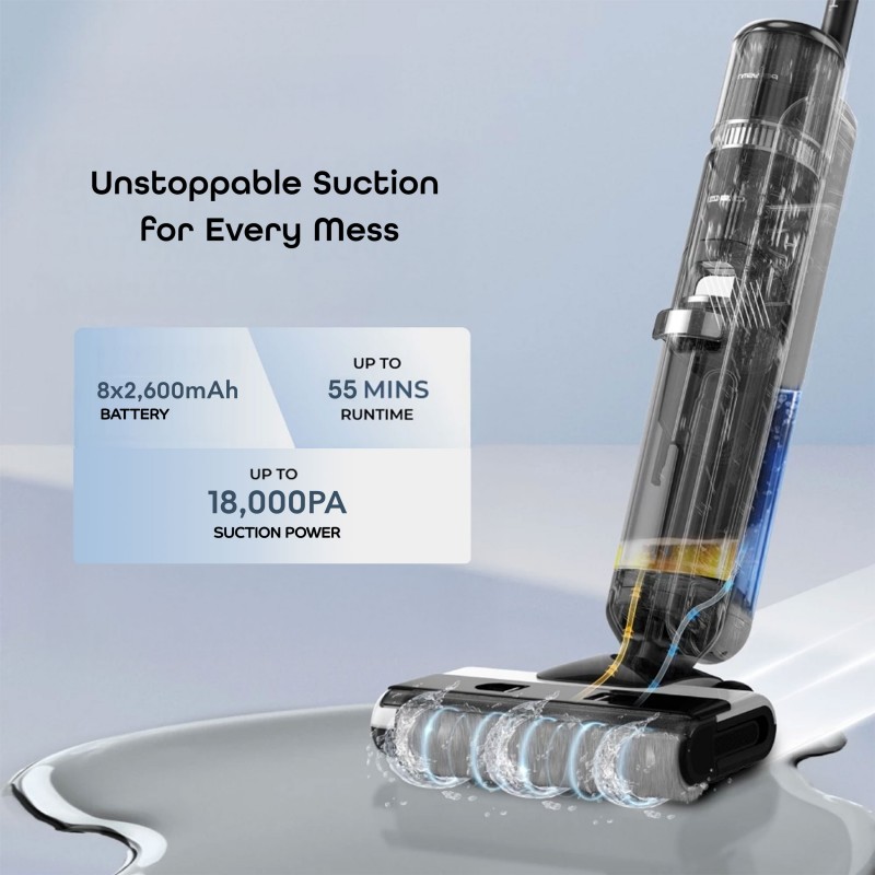 Aspirator vertical  Rohnson M30 Wetglide Wet&dry, 230 W,baterie litiu-ion de 2600 mAh / 28,8 V, 55 min,4 moduri de curatare ,display LCD, hepa filtru,